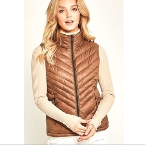 Brown Packable Lightweight Puffer Vest